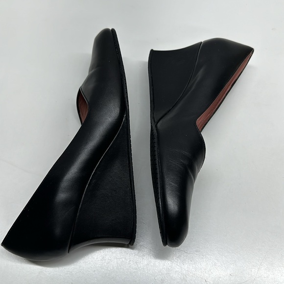 Stephanie Kelian Paris Wedges Shoes Heels Leather Round Toe Black Women Size 9.5 - Picture 7 of 10